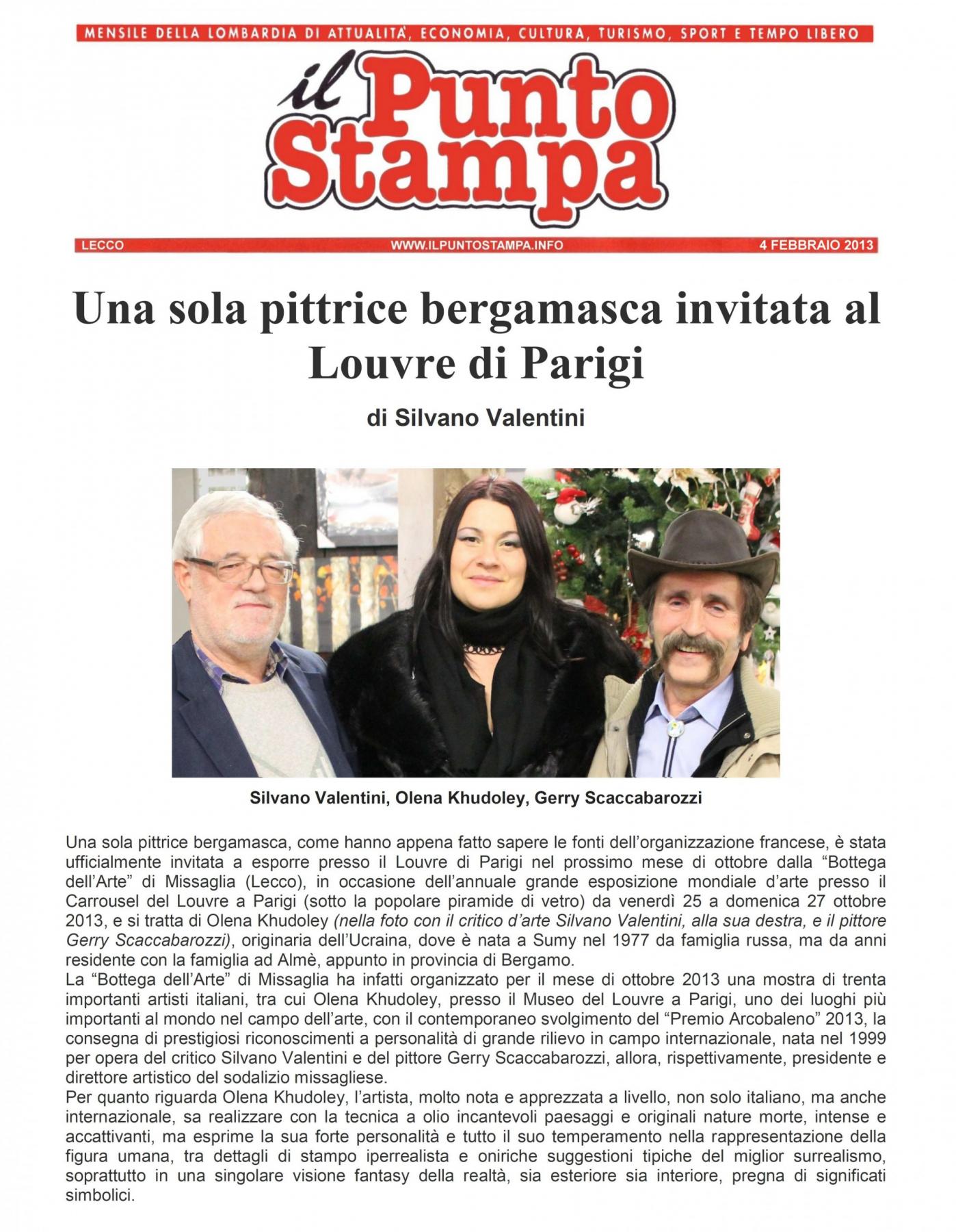 Una sola pittrice bergamasca invitata al Louvre di Parigi Una sola pittrice bergamasca invitata al Louvre di Parigi