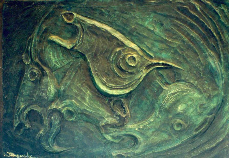 tori e puledri in arena   altorilievo