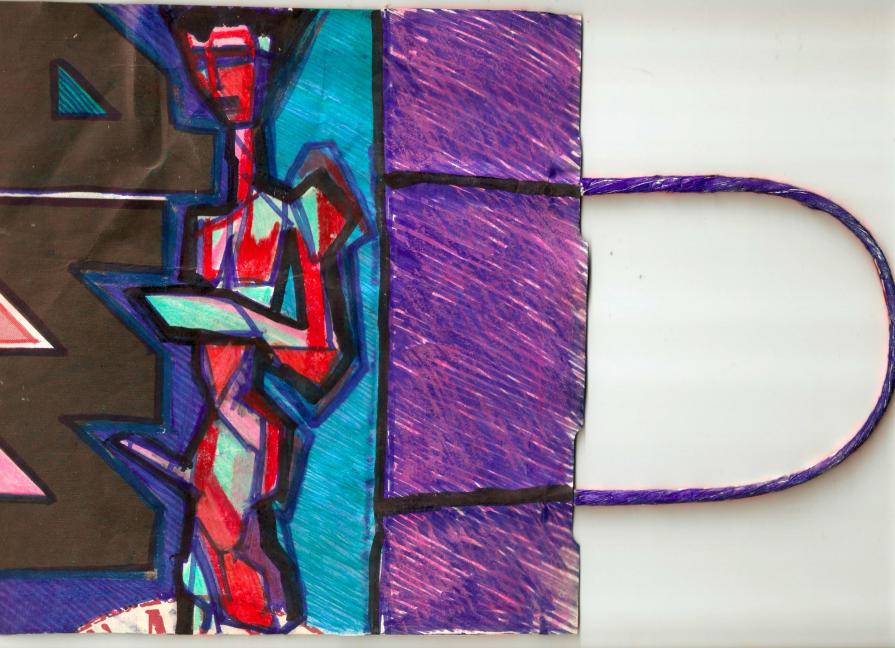 In giro per negozi e uomo in campo verde e blu