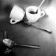 Coffee cups and teaspoons