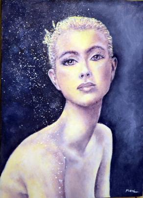 nereide appena uscita dal lago ghiacciato della montagna