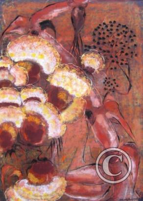 @ Anna Napoli - Titolo: Luce di luna piena su cardi - Pastello su carta e cartone - 2008 - Collezione: La stagione dei cardi  2006-2008; cm 83x64