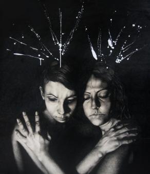 Black and White grafite e acrilico su tavola 